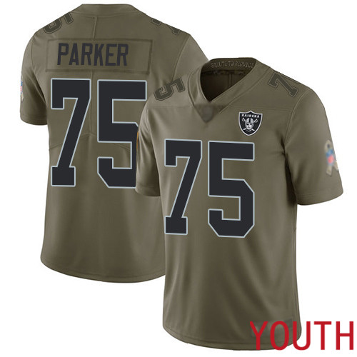Oakland Raiders Limited Olive Youth Brandon Parker Jersey NFL Football #75 2017 Salute to Service Jersey